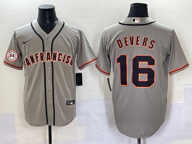 Men 2025 San Francisco Giants 16 Devers Grey Game Nike MLB Jersey style 45